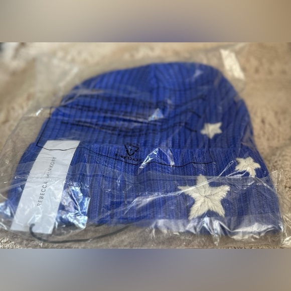 Rebecca Minkoff NWT Cobalt Blue Embroidered Star Beanie Rare main image 9